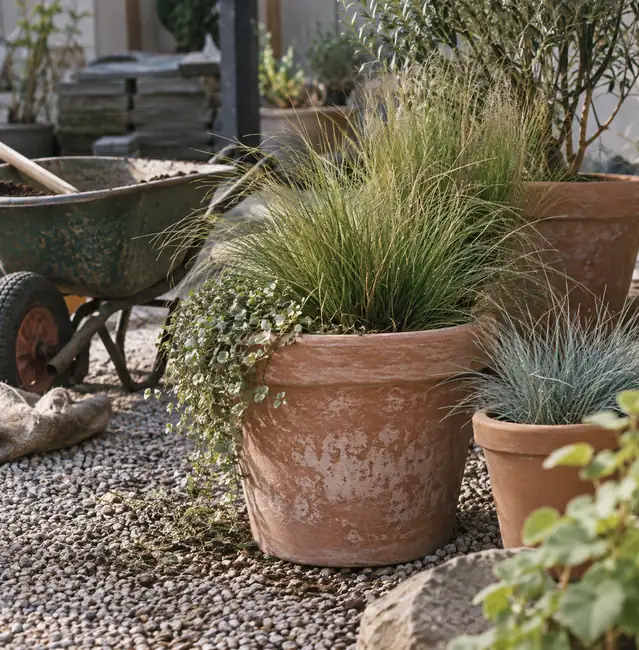 Illustration of landscaping businesses equipment and workspace