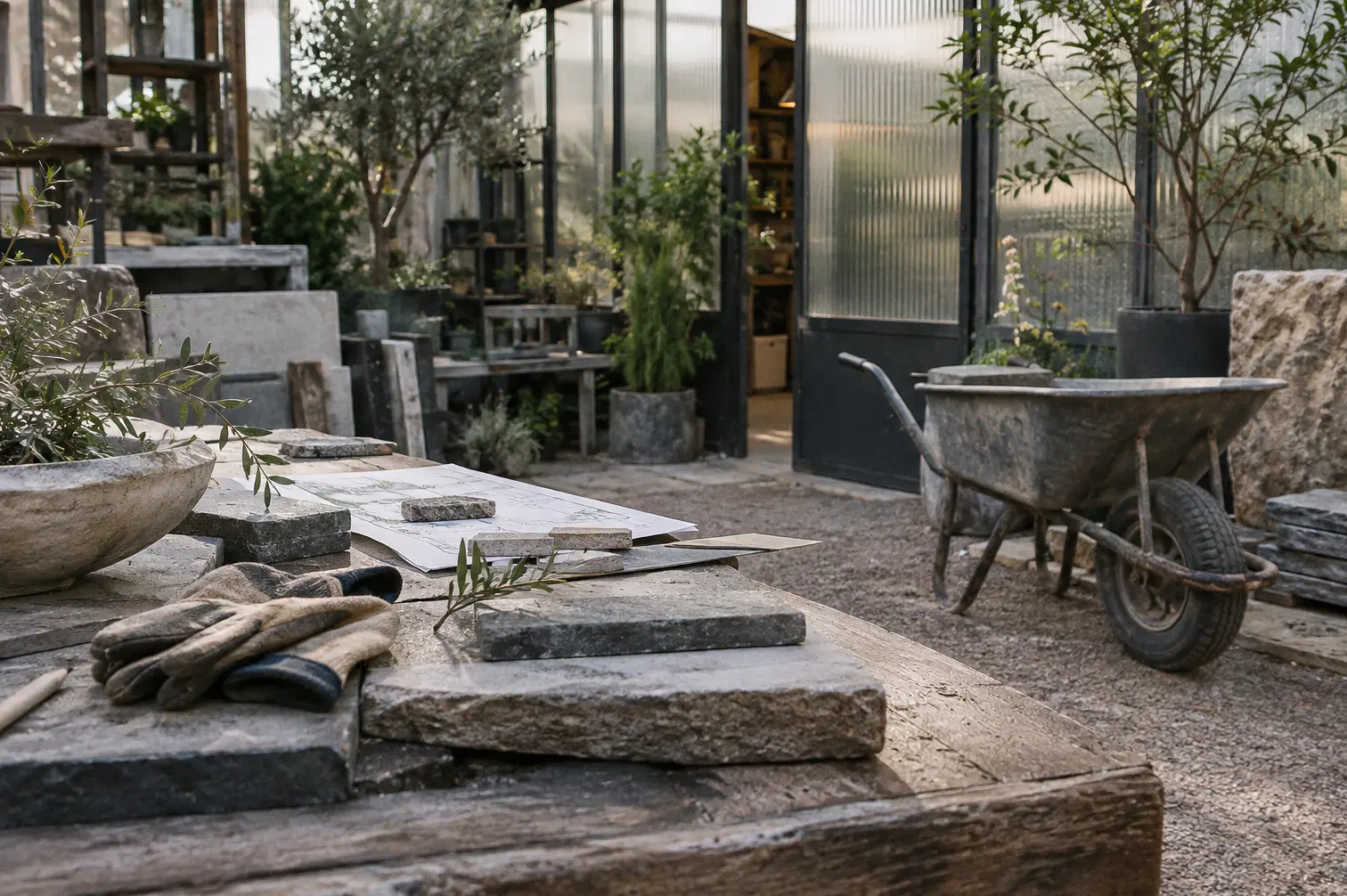 Illustration of landscaping businesses and their working space